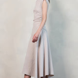Textured Cap Sleeve Ruched Midi Dress