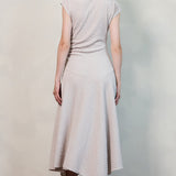 Textured Cap Sleeve Ruched Midi Dress
