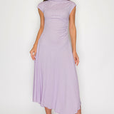 Textured Cap Sleeve Ruched Midi Dress