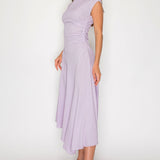 Textured Cap Sleeve Ruched Midi Dress