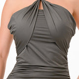 Halter Neck Bodycon Midi Dress