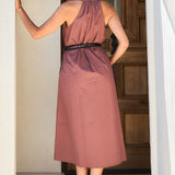 Sleeveless Button-Front Belted Shirt Dress