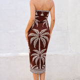 Strapless Chiffon Scarf Panel Midi Dress