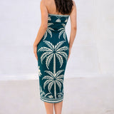 Strapless Chiffon Scarf Panel Midi Dress