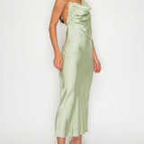 Chain Detail Halter Neck Backless Midi Dress