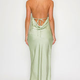 Chain Detail Halter Neck Backless Midi Dress