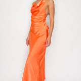 Chain Detail Halter Neck Backless Midi Dress