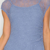 Sheer Lace Cap Sleeve Midi Dress