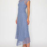 Sheer Lace Cap Sleeve Midi Dress
