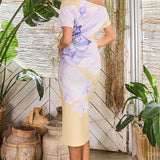 Floral Print Dolman Sleeve Midi Dress