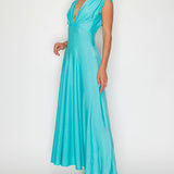 V-Neck Cap Sleeve Midi Dress