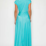 V-Neck Cap Sleeve Midi Dress