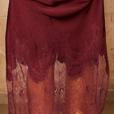 Satin Halter Neck Lace Hem Midi Dress