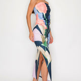 Floral Print Maxi Slit Dress