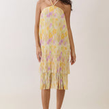Halter Neck Tie-Dye Fringe Midi Dress
