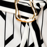 Geometric Print Belted Midi Dress
