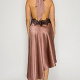 Lace Trim Open-Back Asymmetric Dress