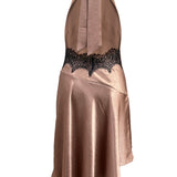 Lace Trim Open-Back Asymmetric Dress