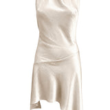 Lace Trim Open-Back Asymmetric Dress