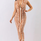 Deep V-neck Ruched Bodycon Midi Dress