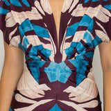Floral Deep V-neck pleats midi dress