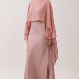 Flowing Chiffon Cape & Satin Slip Dress