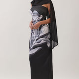 Floral Print Dress with Chiffon Scarf