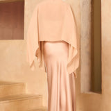 Chiffon Cape Top & Satin Slip Dress Set