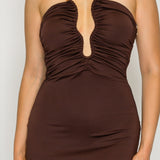 Ruched Strapless Midi Dress