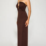 Ruched Strapless Midi Dress
