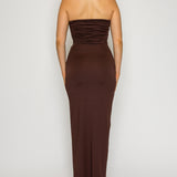 Ruched Strapless Midi Dress
