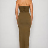 Ruched Strapless Midi Dress