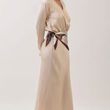 Satin Wrap Maxi Dress with Printed Scarf Belt