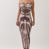 Abstract Print Tube Midi Dress