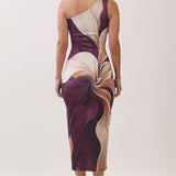 Floral Print One-Shoulder Midi Dress