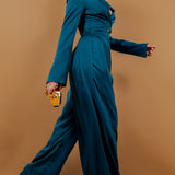 Wrap Style Crop Blazer & Wide Pants Set