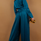 Wrap Style Crop Blazer & Wide Pants Set
