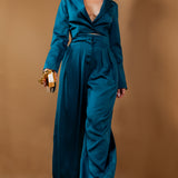 Wrap Style Crop Blazer & Wide Pants Set