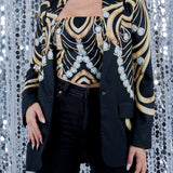 Jewelry Print Blazer & Crop Tube Top Set