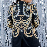 Jewelry Print Blazer & Crop Tube Top Set