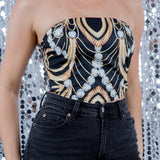 Jewelry Print Blazer & Crop Tube Top Set