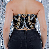 Jewelry Print Blazer & Crop Tube Top Set