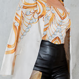 Jewelry Print Blazer & Crop Tube Top Set