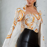 Jewelry Print Blazer & Crop Tube Top Set