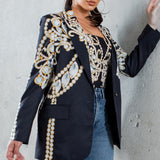 Jewelry Print Blazer & Crop Tube Top Set