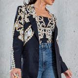 Jewelry Print Blazer & Crop Tube Top Set