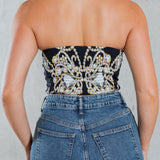 Jewelry Print Blazer & Crop Tube Top Set