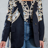 Jewelry Print Blazer & Crop Tube Top Set