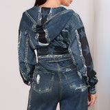 Denim Star Hoodie Zip-Up Jacket (JACKET ONLY)
