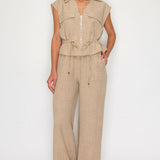 Utility Zip-Front Top & Wide-Leg Set